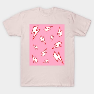 Pink and Red Lightning Pattern T-Shirt